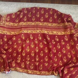 Red and Gold Floral Double Sided Throw / Quilt